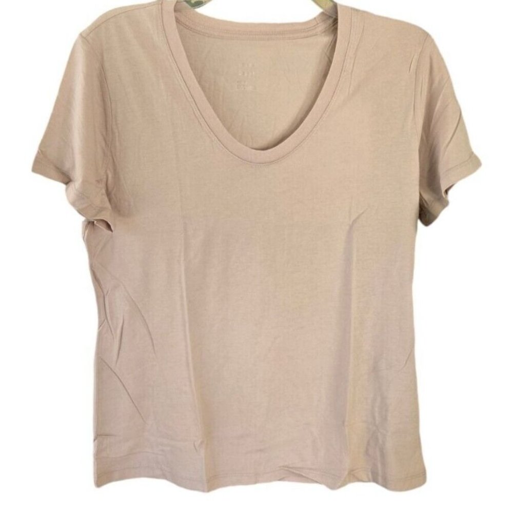 A New Day Beige Scoop Neck Tee New XS - Picture 1 of 6